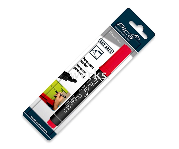 Маркер перманентный красный Dry-Safe Pica 520/40