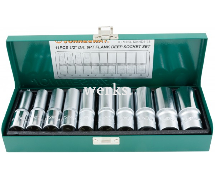 Набор головок торцевых глубоких 1/2"DR 10-24 мм 11 предметов Jonnesway S04HD411S