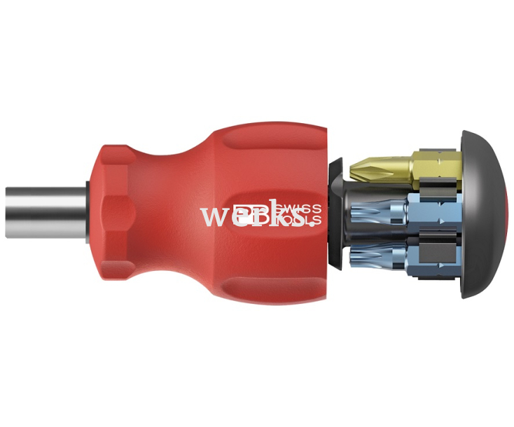 Универсальный магазинный держатель бит PrecisionBits C6,3 1/4" SL PH TX Insider Stubby SwissGrip PB Swiss Tools PB 8453.