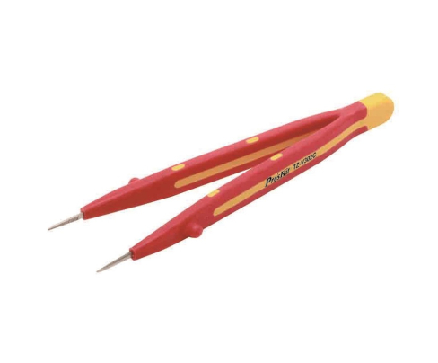 Пинцет прямой скругленный диэлектрический ProsKit TZ-V302C