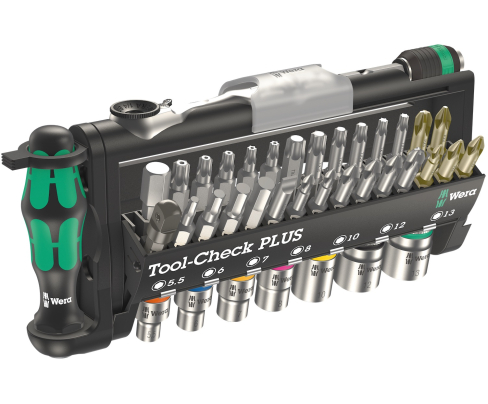 Tool-Check PLUS Набор насадок (SL, PH, PZ, TX, TX BO, HEX) Wera WE-056490