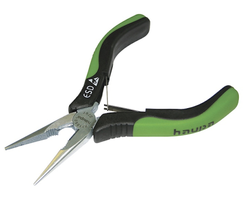 Длинногубцы ESD для электроники прямые режущие 130 мм Haupa 211850