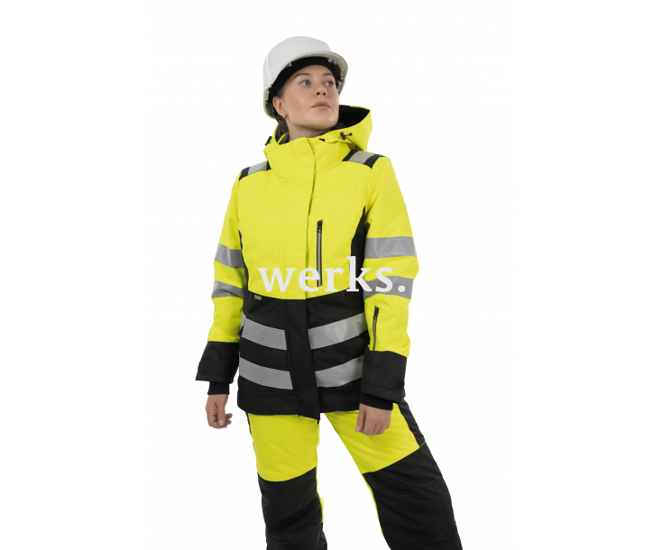 Зимняя женская сигнальная куртка Brodeks KW230 желтый/черный (L)