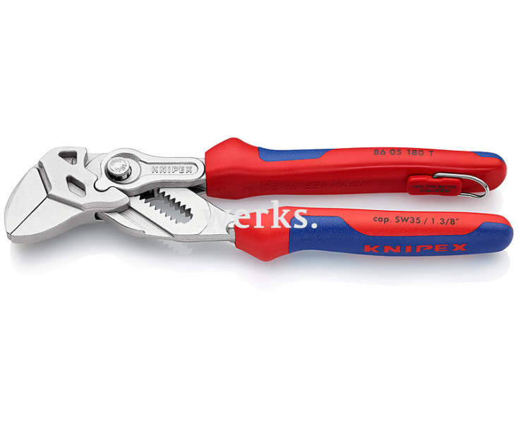 Клещи переставные-гаечный ключ со страховочным креплением Knipex KN-8605180TBK