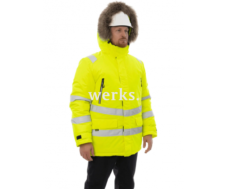 Зимняя сигнальная куртка-парка Brodeks KW 220 желтый с опушкой (XXXL)