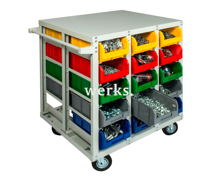 Стеллаж с направляющими мобильный, двусторонний, Стелла-техник V3-30-150-И 30 ячеек, грузоподъемность 400кг