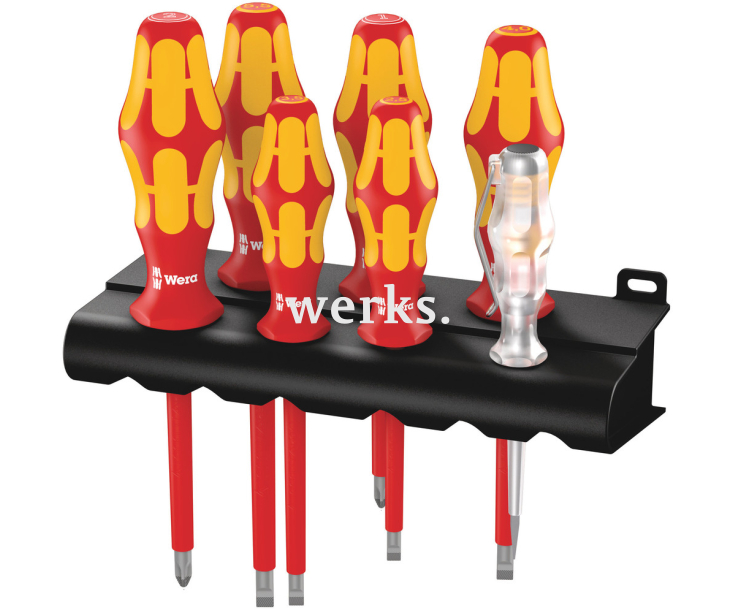 Набор отверток VDE + индикатор напряжения + подставка Wera Kraftform 160 i/7 Rack WE-006147
