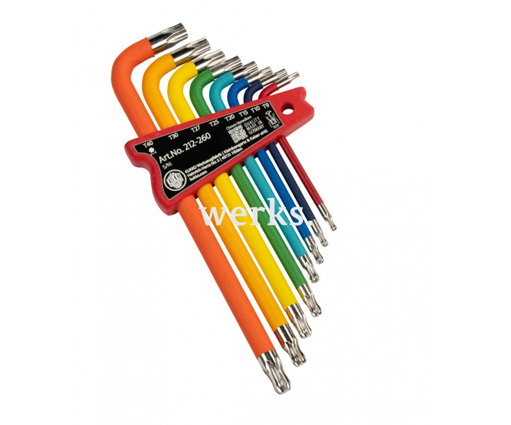 Г-образная отвёртка TX,  с шариковой головкой и цветовой кодировкой KUKKO 212BT325