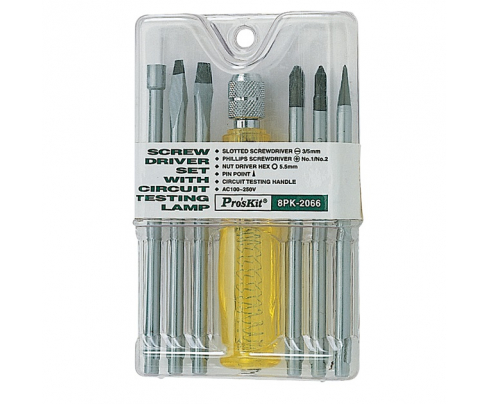 Отвертка-индикатор с набором насадок Proskit 8PK-2066