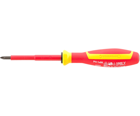 Отвертка диэлектрическая крестовая Phillips DRALL+ 4665 VDE 2 PH2х100 Stahlwille 46653002