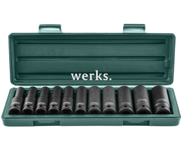 Набор головок торцевых ударных глубоких 1/2"DR 10-24 мм 11 предметов Jonnesway S03AD4111S