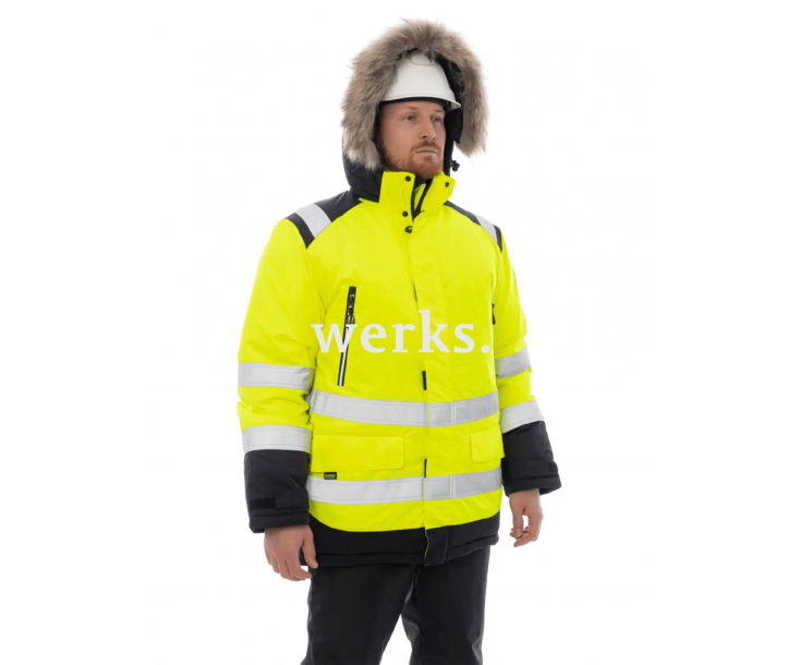 Зимняя сигнальная куртка-парка Brodeks KW217 желтый/черный (XXL)