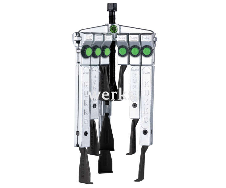 Съемник универсальный трехлапковый с узкими захватами в комплекте, диапазон зажима до 200 мм, глубина зажима 300 мм KUKKO 30-20xSP