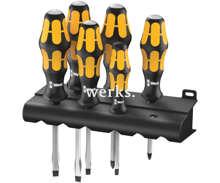 Набор отверток SL PZ Wera Kraftform 932/918/6 WE-018287: отвертка-резец + подставка