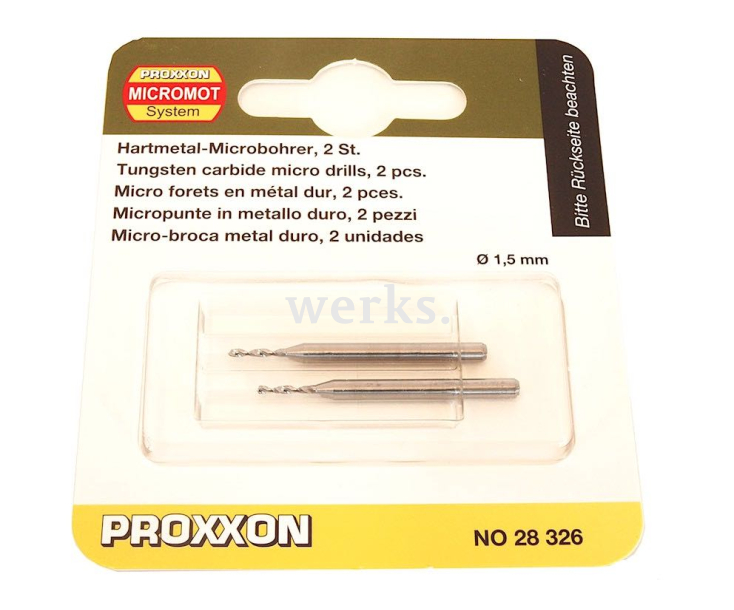 Сверла твердосплавные (Ø1.5 мм) Proxxon 28326 2 шт.