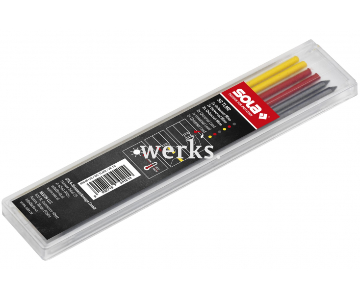 Грифели SC TLM2 для карандаша Sola TLM2 графитовые, красные, желтые 66046120 6 пр.