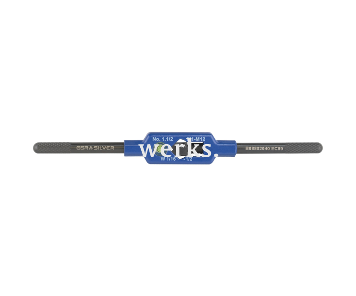 Вороток Нр. 1.1/2 стальной, Silver с уровнем Werks W.13986