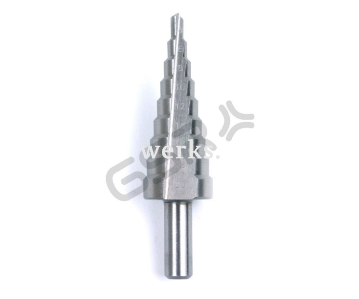 Ступенчатое сверло HSSG 6-36 mm, прямое Werks W.8022080
