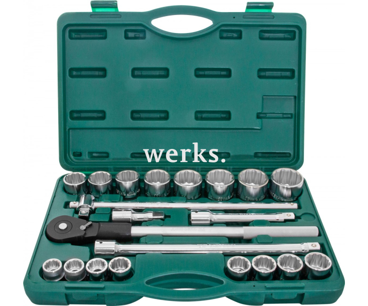 Набор торцевых головок дюймовых с трещоткой, квадрат 3/4"DR, 7/8" - 2", 22 предмета Jonnesway S04H6622S