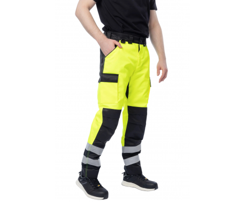 Сигнальные брюки Brodeks KS313 желтый/черный (52)
