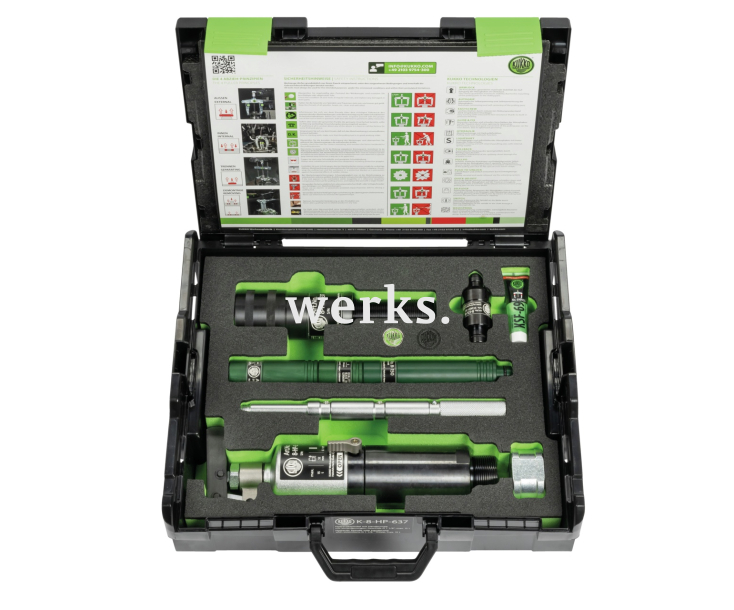 Гидравлический шпиндель с ручным рычагом в комплекте, усилие натяжения до 15 т (размер резьбы ) KUKKO K-8-HP-637