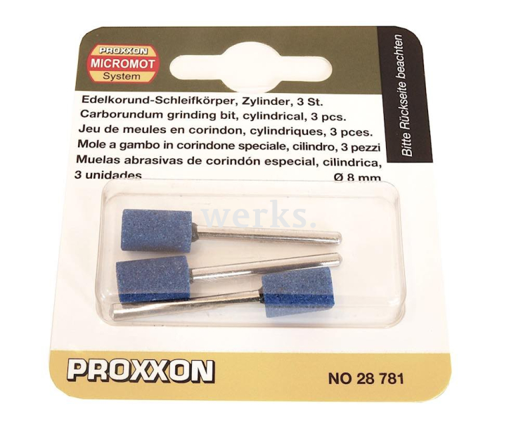 Насадки карборундовые (цилиндр Ø 8 мм) К120 Proxxon 28781 3 шт.