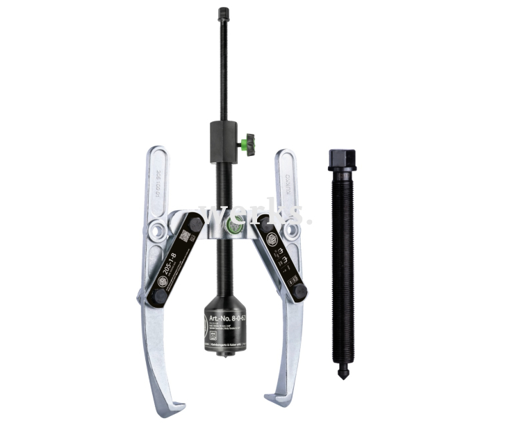 Универсальный двухзахватный съёмник с шарнирными захватами, регулировкой глубины фиксации и длинным гидравлическим шпинделем (включая  механический шпиндель) KUKKO 205-3-B