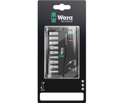 Bit-Check 10 Universal 3 SB Набор насадок (PH, PZ, SL) и держатель Wera WE-073410
