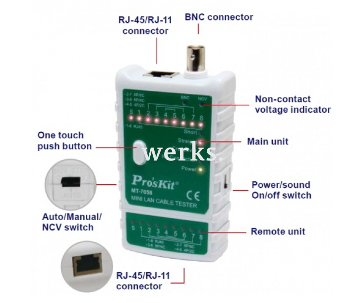 Тестер кабельный компактный ProsKit MT-7058 