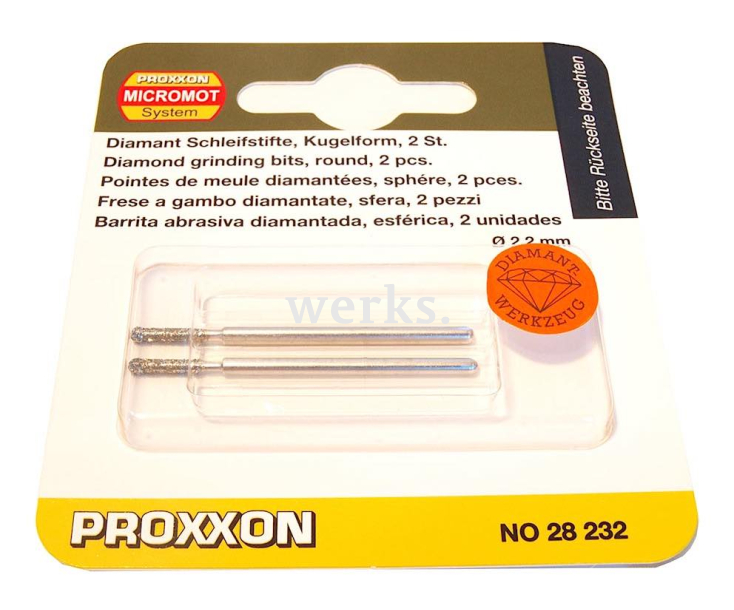 Бор с алмазным напылением (шар 2.2 мм) Proxxon 28232 2 шт.