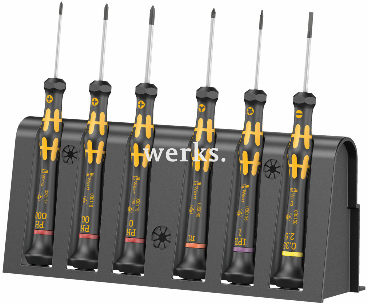 Набор отверток для ремонта Apple iPhone и электроники SL PH Microstix PL на подставке Wera Kraftform Micro 1550/6 ESD WE-030180