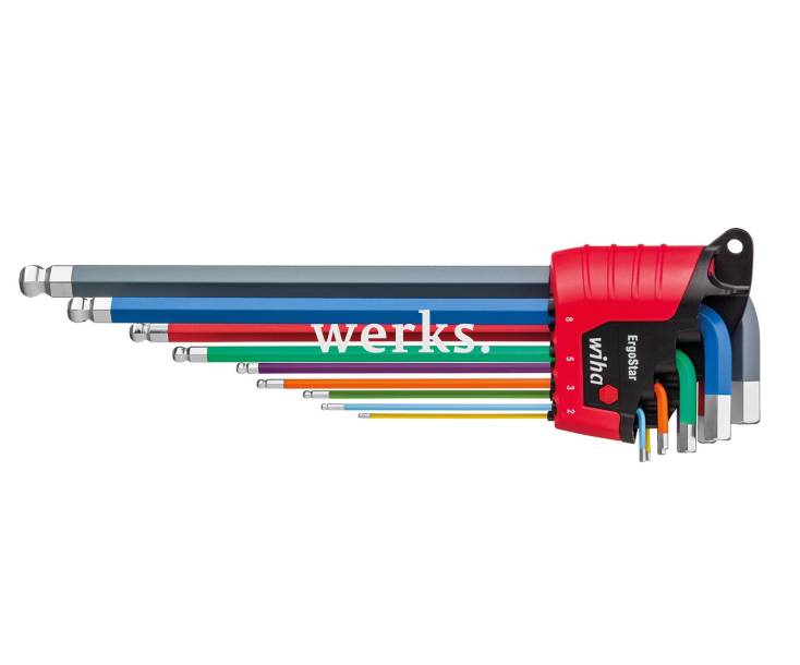 Набор цветных шестигранных штифтовых ключей со сферической головкой HEX Wiha Ergostar 369E 9F 41483, 9 предметов