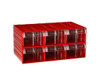 Пластиковый короб Стелла-техник C-2-К6-красный-прозрачный , 140х250х100мм, комплект 6 штук