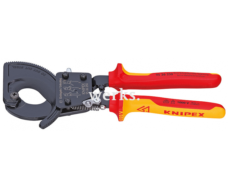 Ножницы для резки кабелей по принципу трещотки VDE Knipex KN-9536250