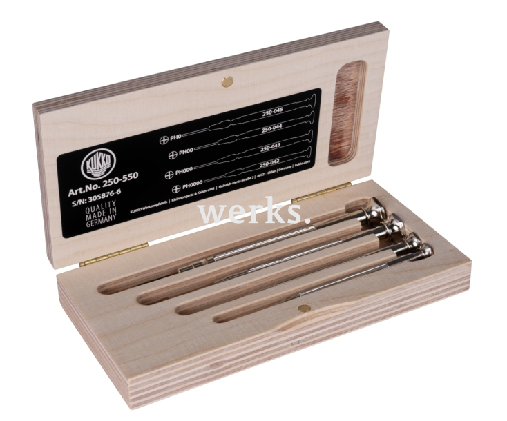 Набор часовых отвёрток, в деревянном футляре KUKKO 250-550
