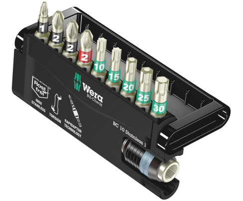 Bit-Check 10 Stainless 1 Набор насадок (PH, PZ, TX), нержавеющая сталь Wera WE-071110