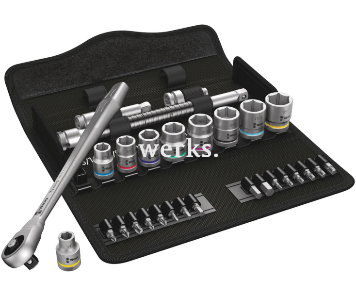 8100 SB 10 Zyklop Metal - набор с трещоткой, сдвижной квадрат, привод 3/8 Wera WE-004050