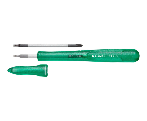 Отвертка прецизионная PB Swiss Tools со сменным жалом SL PH PB 168.00-30 GR зеленая