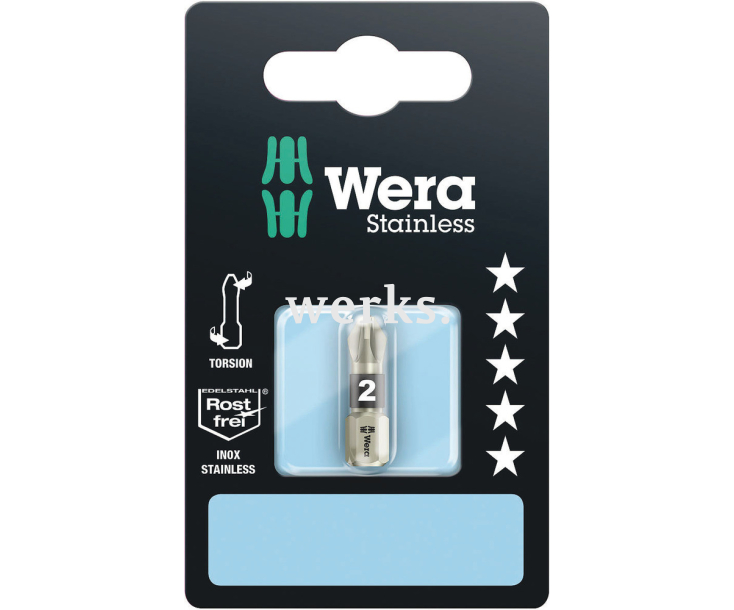 Насадка Pozidriv Wera 3855/1 TS SB WE-073614  PZ 2 х 25 мм нержавеющая сталь крестовая