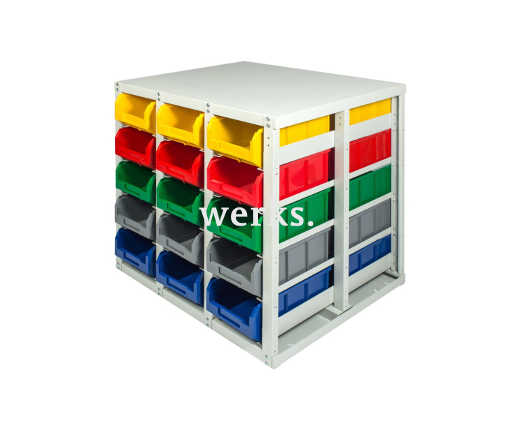 Стеллаж с направляющими Стелла-техник V3-30 стационарный, двусторонний, 30 ячеек c ящиками