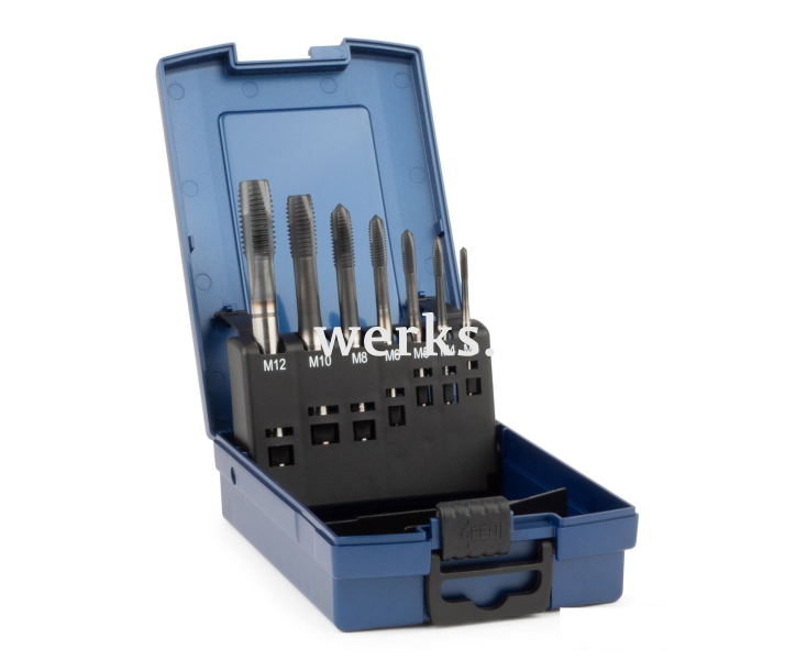 Набор машинных метчиков B HSSE-AlCro DIN371/376 M3-M10/M12 Silver 7 предметов GSR BRB09100030