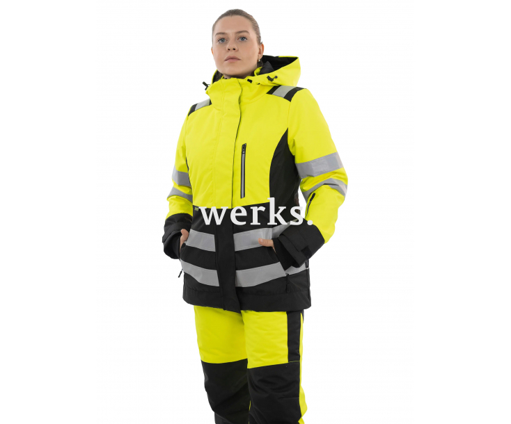 Зимняя женская сигнальная куртка Brodeks KW230 желтый/черный (XXL)