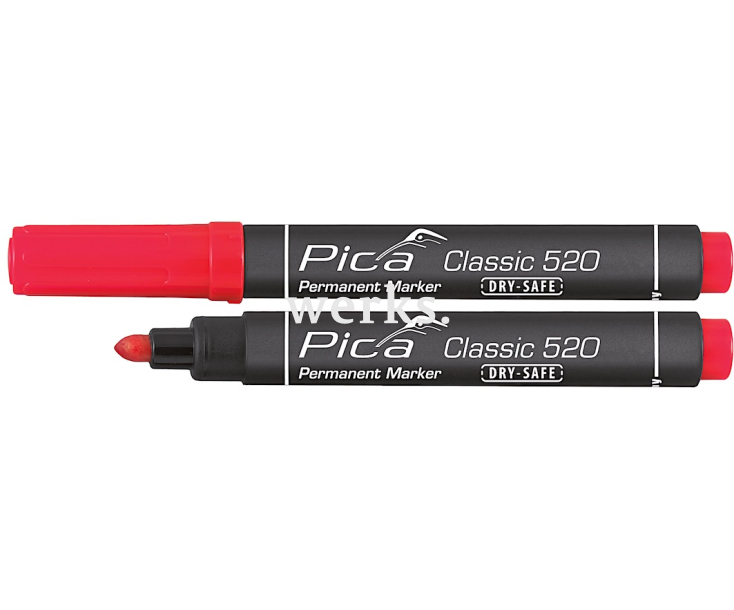 Маркер перманентный красный Dry-Safe Pica 520/40
