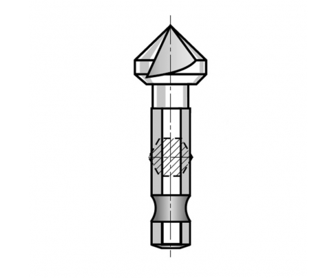 Зенковка-бита по металлу 90° 10,4мм HSS 3z L34мм d1/4 Bucovice Tools 844104