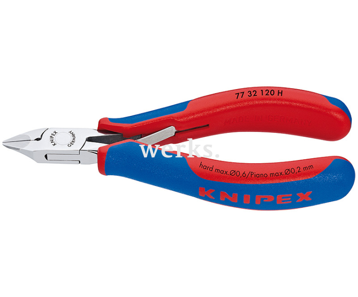 Кусачки боковые для электроники Knipex KN-7732120H c запрессованным лезвием из твердых сплавов