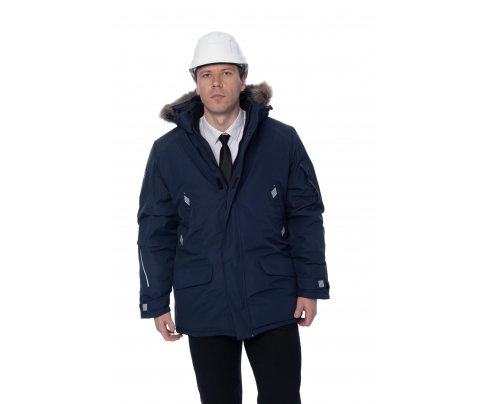 Зимняя куртка-парка Brodeks KW 204 синий с опушкой (XXXL)