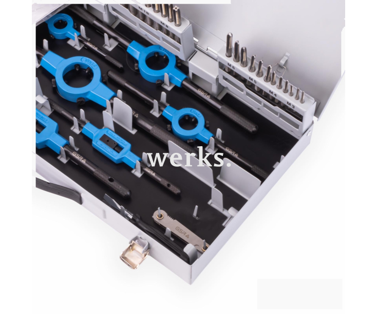 45-пр. Набор ручных метчиков и плашек DIN 352/223 HSSG M3-M12 Werks W.1416160