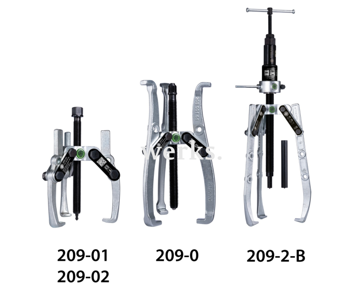 Универсальный трёхзахватный съёмник с шарнирными захватами  и регулировкой глубины фиксации KUKKO 209-02