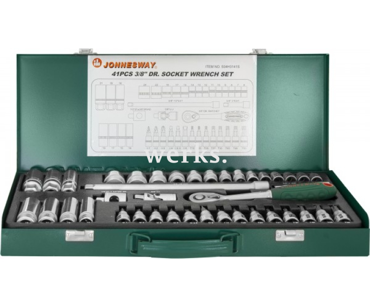 Набор торцевых головок с трещоткой, квадрат 3/8"DR, 6-24 мм, 41 предмет Jonnesway S04H3141S