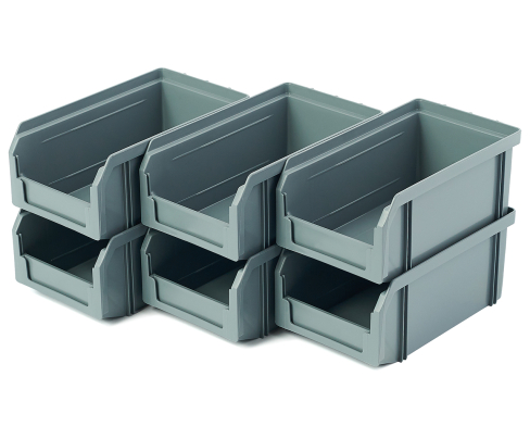 Пластиковый ящик Стелла-техник V-1-К6-серый , комплект 6 штук